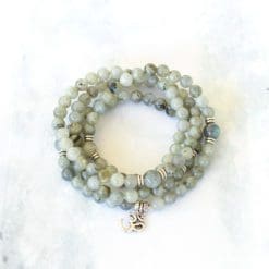 Om Labradorite Mala Wrap Bracelet Necklace