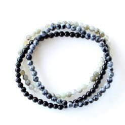 Mini Energy Bracelets - Labradorite, Black Onyx & Snowflake Obsidian