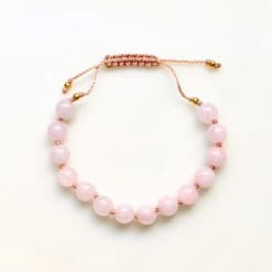 rose quartz macrame knot bracelet