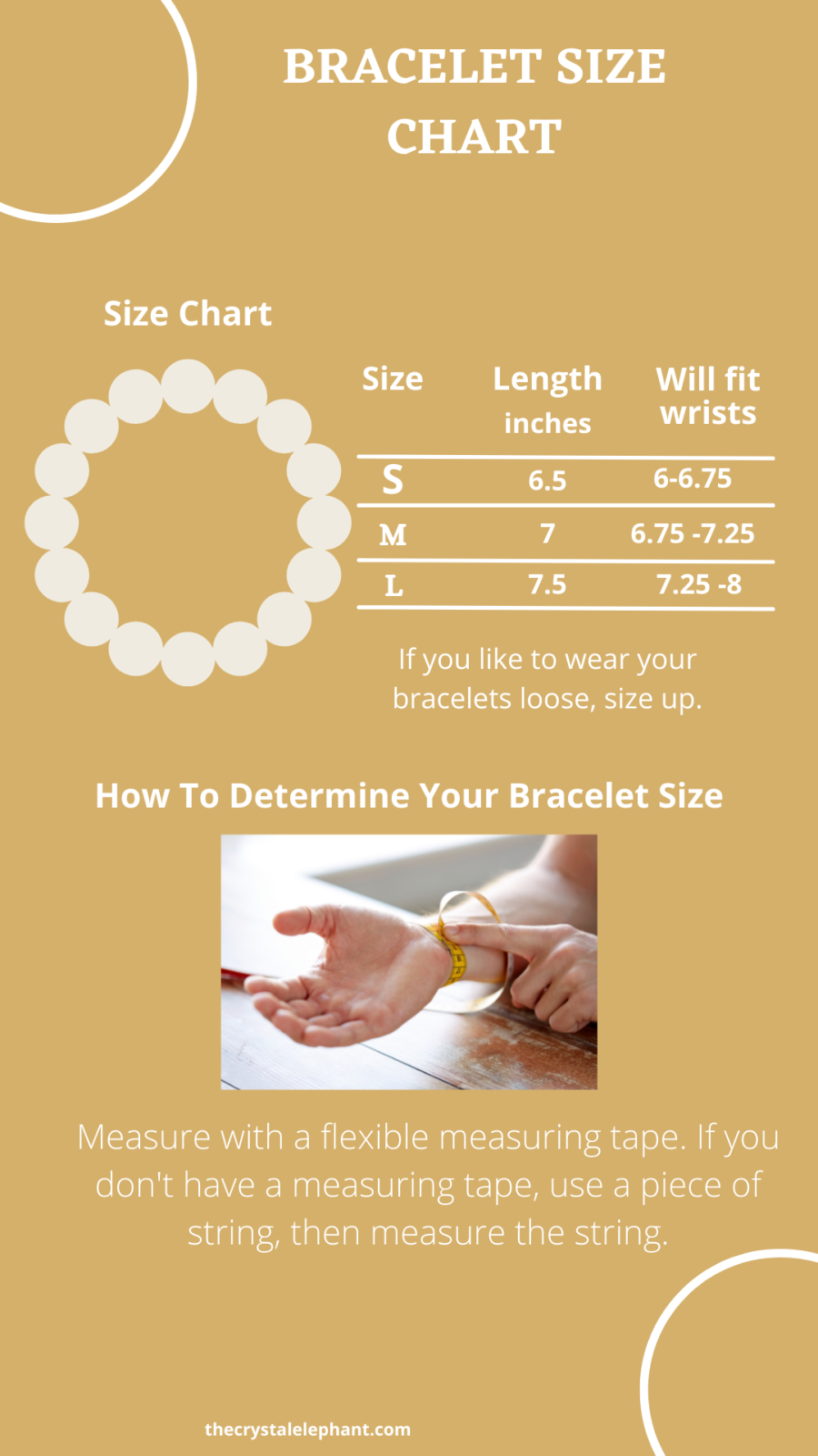 crystal bracelet size chart and how to measure your wrist