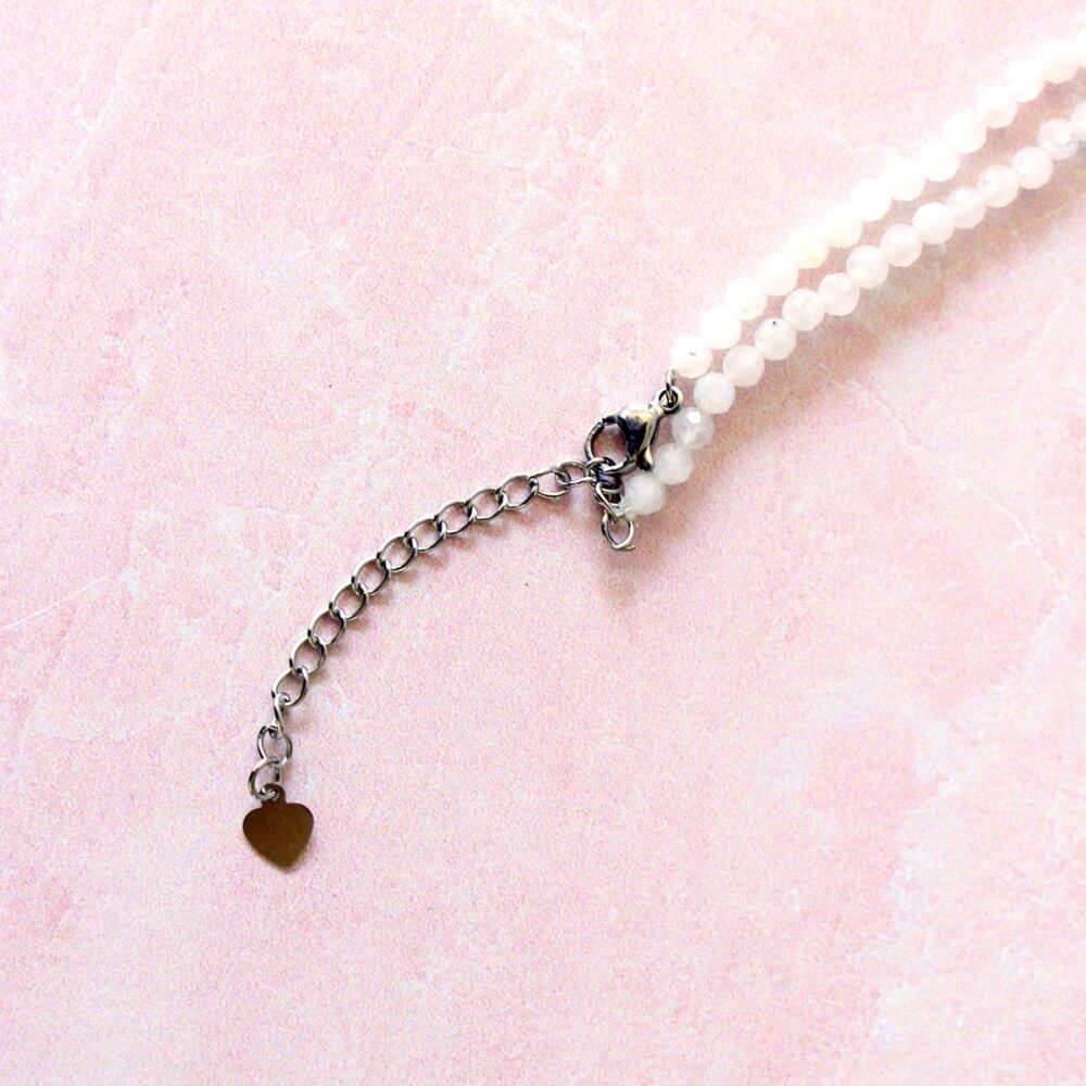 Dainty Moonstone Crystal Necklace With Bracelet Set 4mm Beads