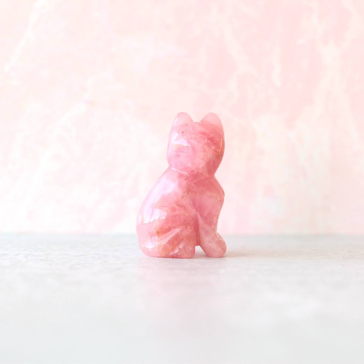 Rose Quartz Crystal Cat Figurine | Love • Compassion • Peace