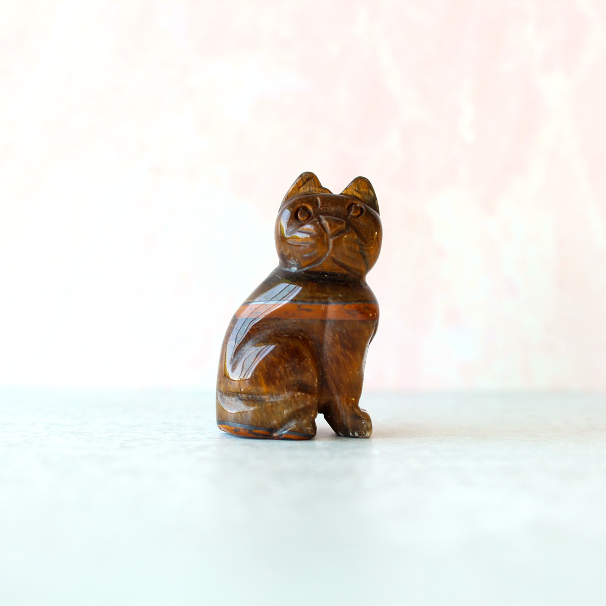 Tigers Eye Crystal Cat Figurine | Confidence • Protection • Focus