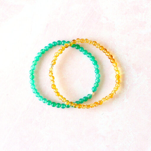 Lucky Abundance Crystal Bracelet Set | Green Aventurine, Citrine | 4mm