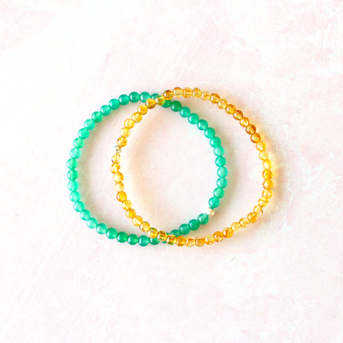 Lucky Abundance Crystal Bracelet Set | Green Aventurine, Citrine | 4mm