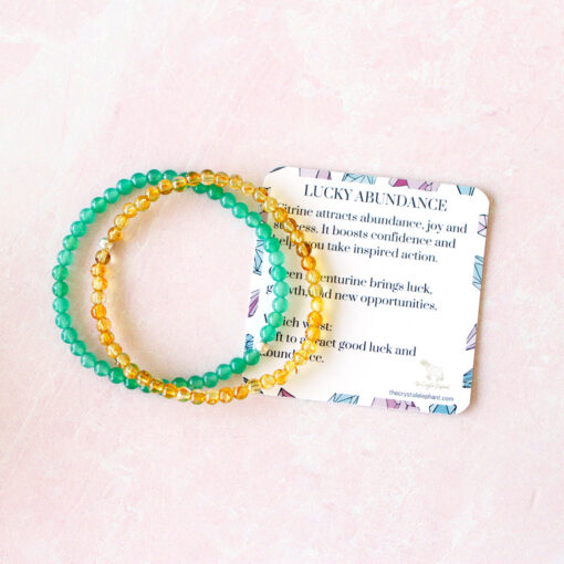 Lucky Abundance Crystal Bracelet Set | Green Aventurine, Citrine | 4mm - Image 2