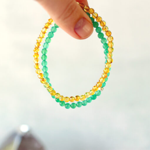 Lucky Abundance Crystal Bracelet Set | Green Aventurine, Citrine | 4mm - Image 4