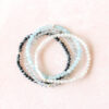 Moon Phase Crystal Bracelet Set | Aquamarine, Snowflake Obsidian, Moonstone, Labradorite | 4mm