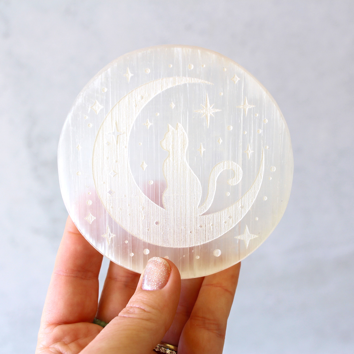 Selenite Charging Plate | Moon Cat - Image 5