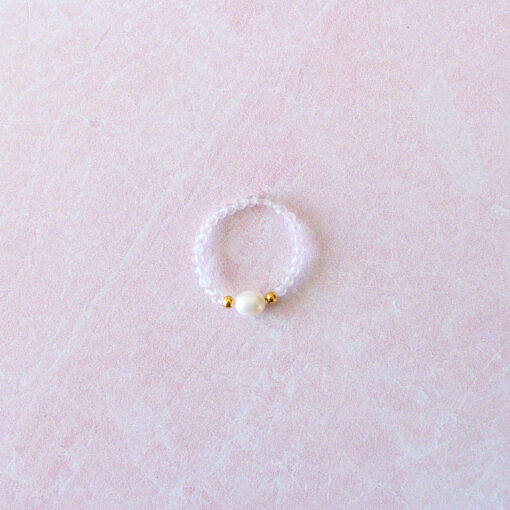 Dainty Crystal & Pearl Stretch Ring | Faceted | Stackable | 2 For $12 - Image 23