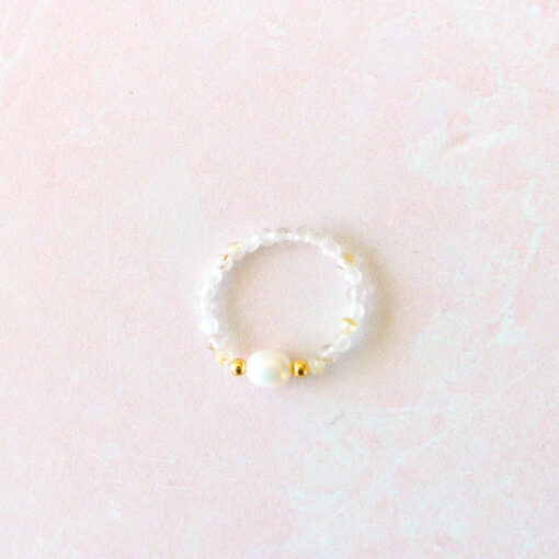 Dainty Crystal & Pearl Stretch Ring | Faceted | Stackable | 2 For $12 - Image 20