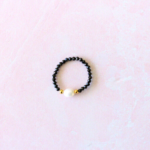 Dainty Crystal & Pearl Stretch Ring | Faceted | Stackable | 2 For $12 - Image 19