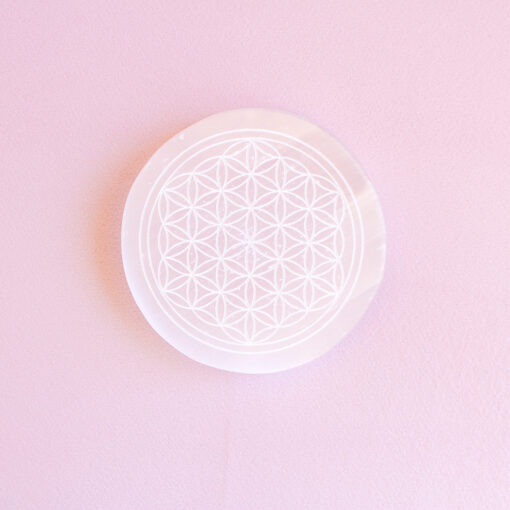 Selenite Charging Plate With Flower Of Life | Charge Your Crystal Bracelets - Image 7