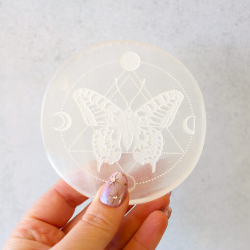 Selenite Charging Plate With Butterfly | Charge Your Crystal Bracelets - Image 7