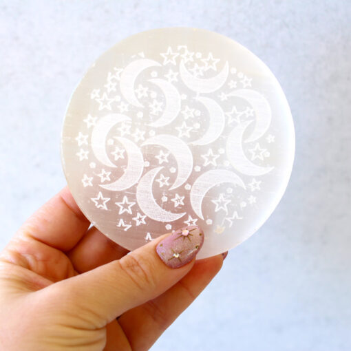 Selenite Charging Plate With Moon & Stars | Charge Your Crystal Bracelets - Image 7