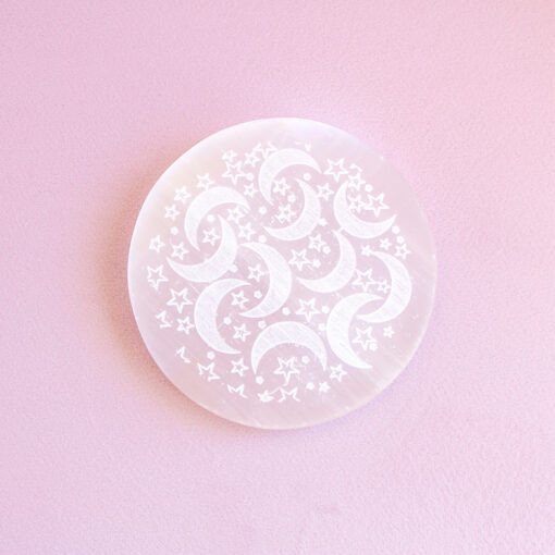 Selenite Charging Plate With Moon & Stars | Charge Your Crystal Bracelets - Image 6