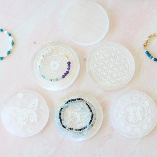 Selenite Plate With Zodiac Signs | Charge Your Crystal Bracelets - Image 8