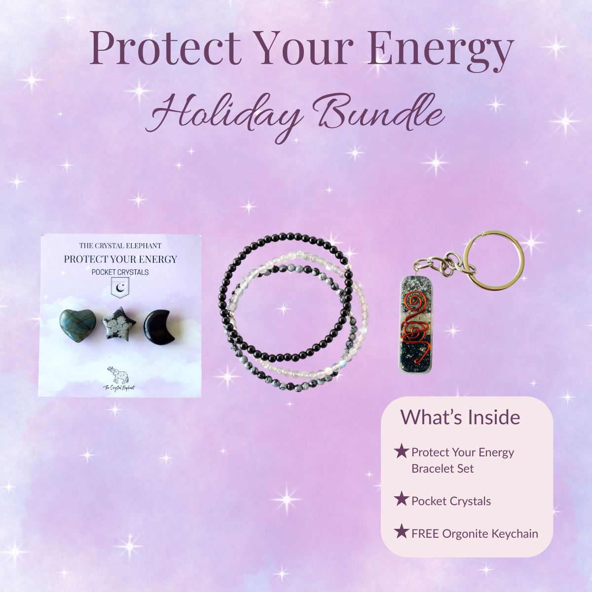 Protect Your Energy Bundle | Crystal Bracelets | Pocket Crystals | FREE Keychain