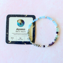 Aquarius Zodiac Sign Crystal Bracelet | Sun, Moon, Rising Signs | 4mm