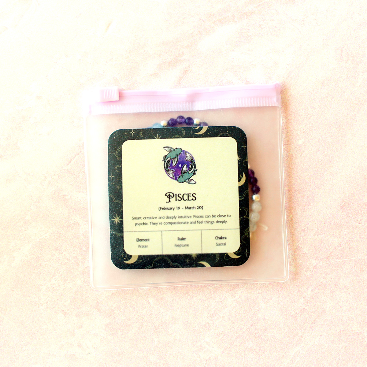 Pisces Zodiac Sign Crystal Bracelet | Sun, Moon, Rising Signs | 4mm - Image 7