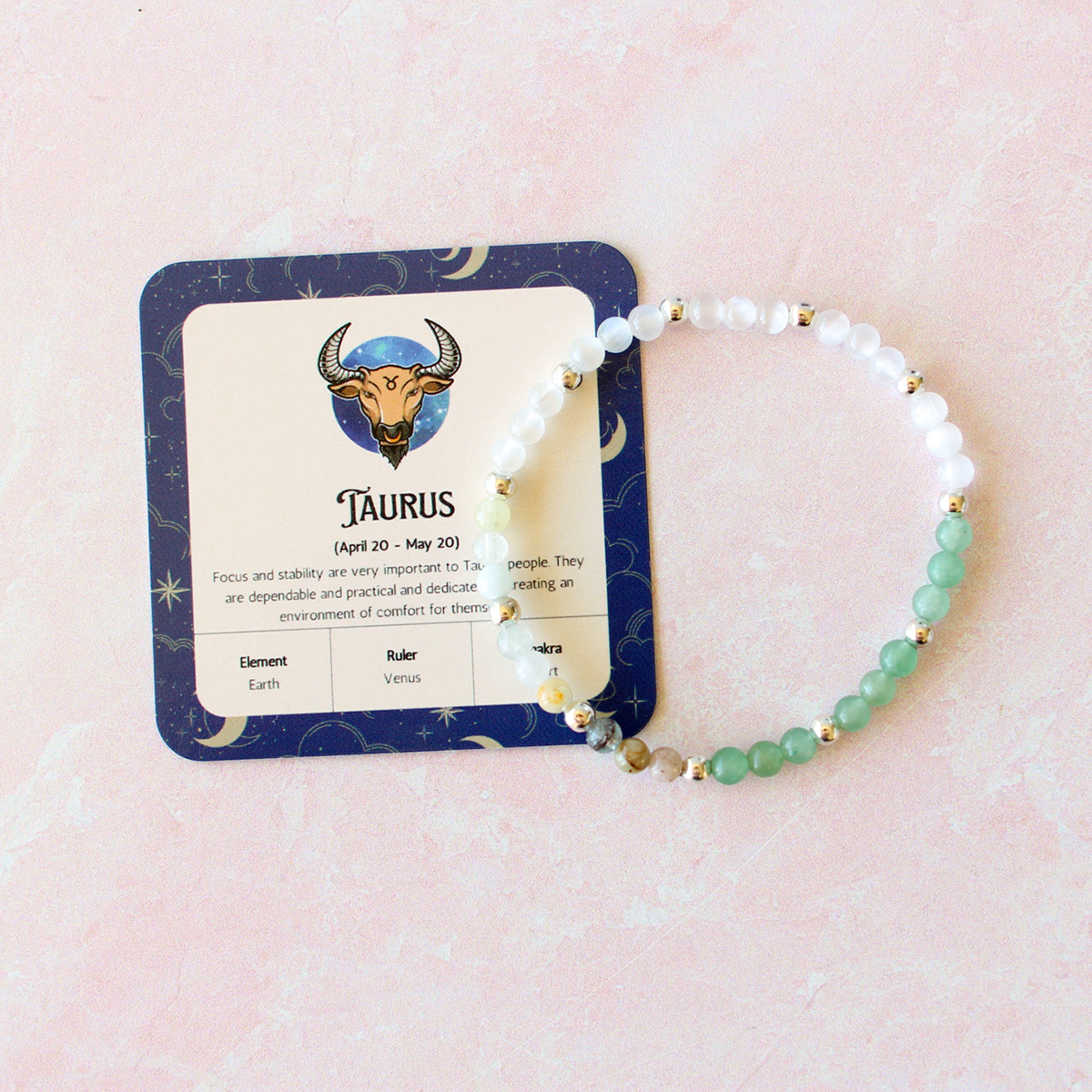 Taurus Zodiac Sign Crystal Bracelet | Sun, Moon, Rising Signs | 4mm