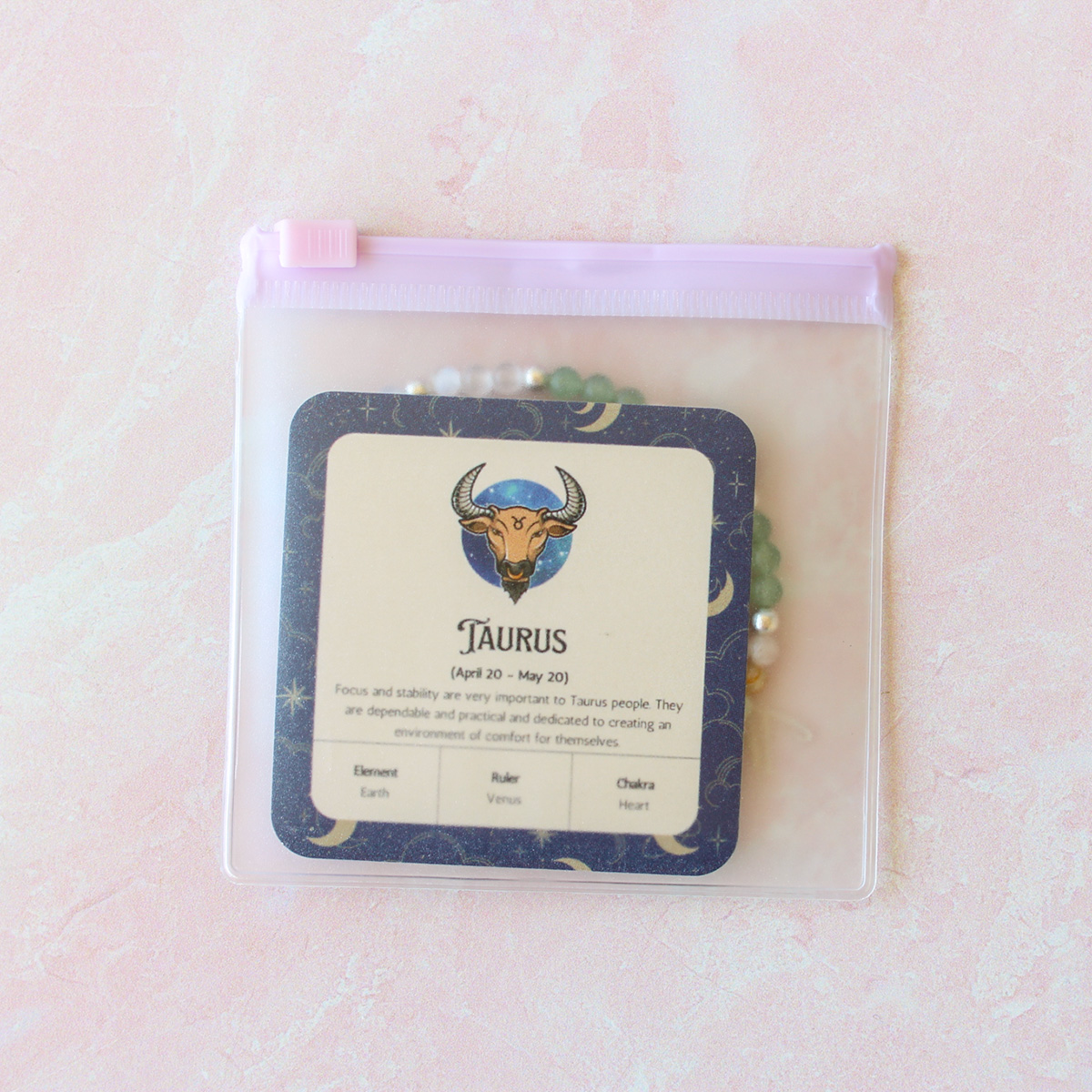 Taurus Zodiac Sign Crystal Bracelet | Sun, Moon, Rising Signs | 4mm - Image 3