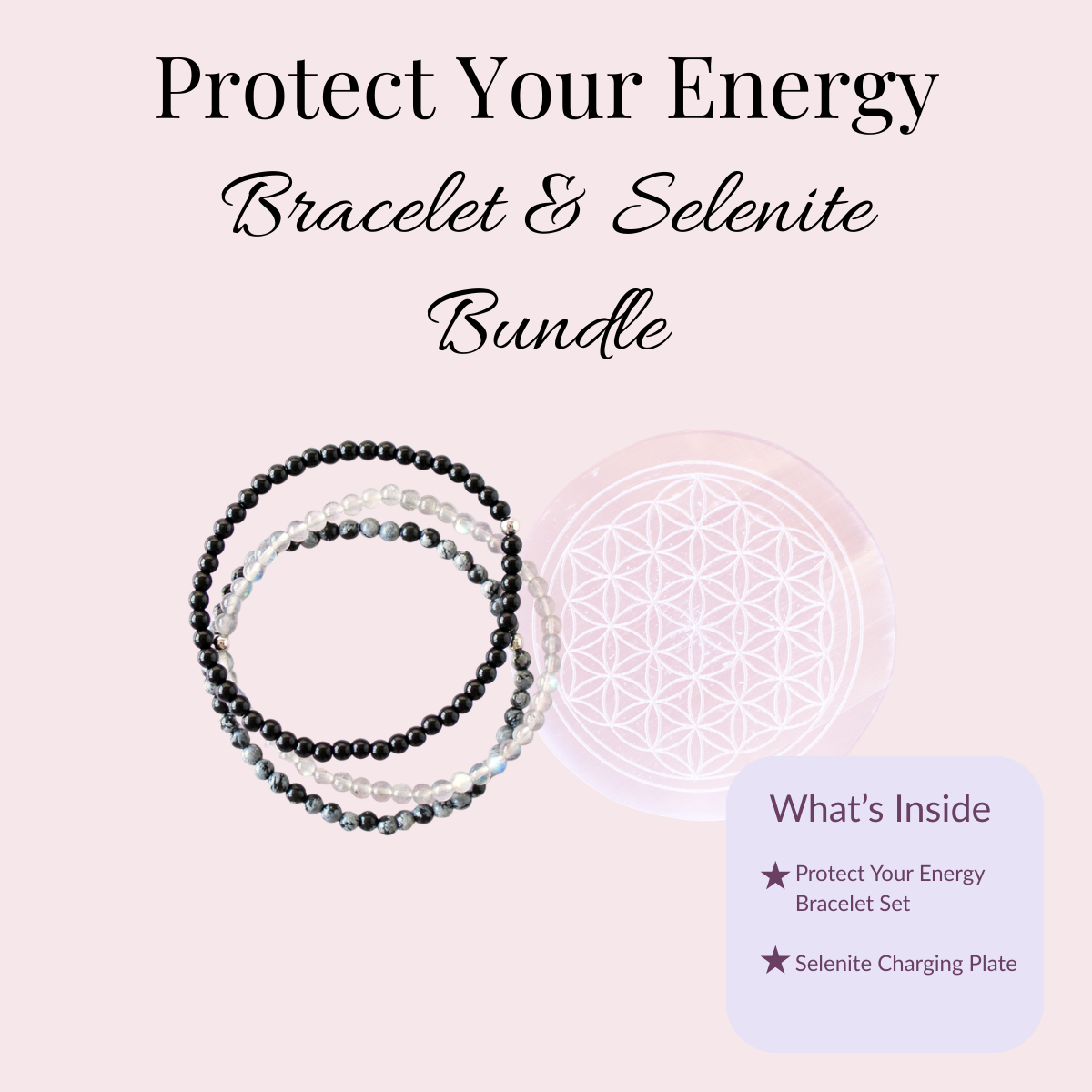 Protect Your Energy Set & Selenite Plate Bundle