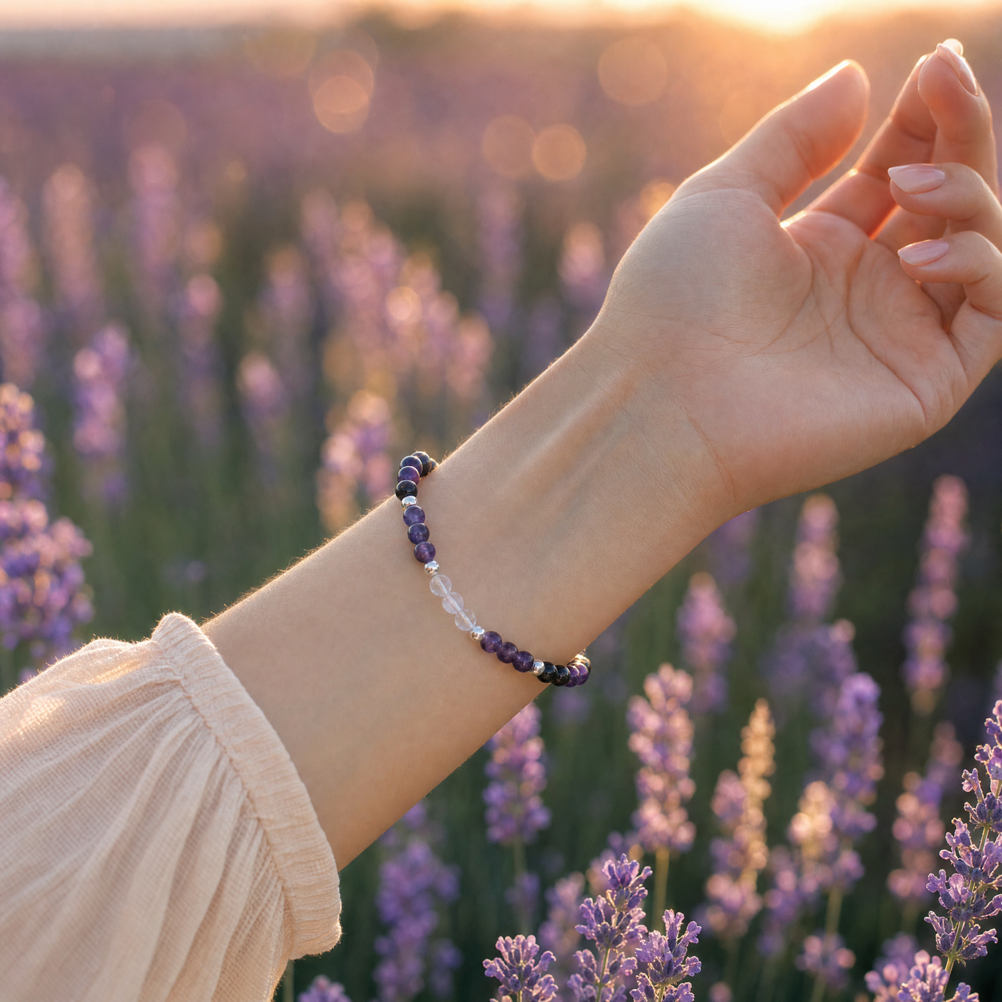 Stress Relief Crystal Bracelet | Dainty 4MM Beads - Image 4
