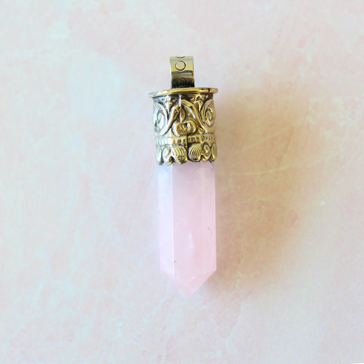 Handmade Crystal Pointed Pendant - Tibetan Silver - Rose Quartz - Amethyst - Image 5