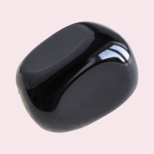Polished black onyx stone