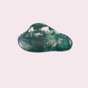 Moss agate stone with mossy green inclusions