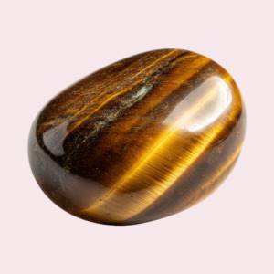 Polished tiger's eye stone with golden brown bands